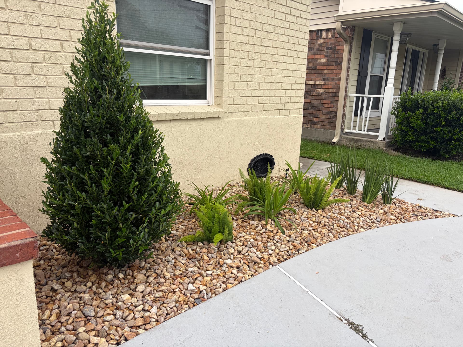 Gallery photos for Front Bed Rebuild with Low-Maintenance Plants and River Rock: Image #5