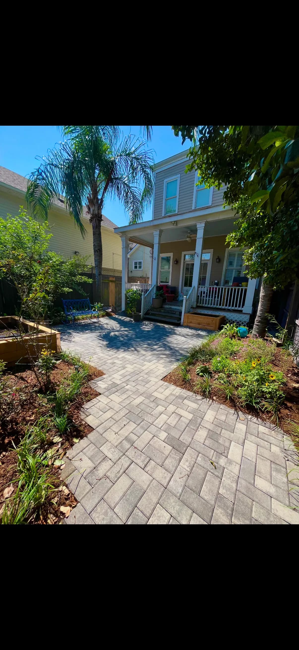 Cracked Concrete Out, Native Plants and Pavers In image